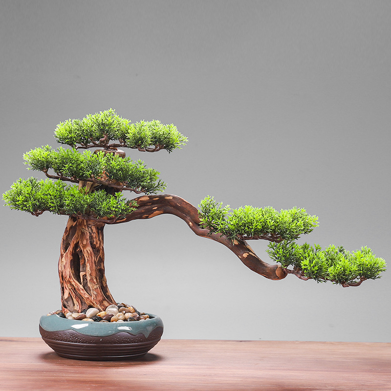 Welcome Pine Bonsai Simulation New Chinese Artificial Plant Hotel Club Entrance Living Wood crafts