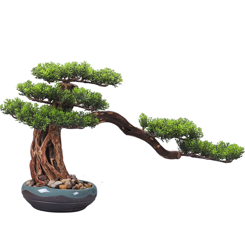Welcome Pine Bonsai Simulation New Chinese Artificial Plant Hotel Club Entrance Living Wood crafts