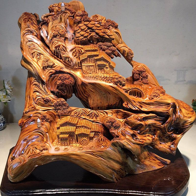 Taihang Thuja Sutchuenensis Root Carving Decoration Red Oil Backflow Incense with Shape Wood Carving Wood crafts