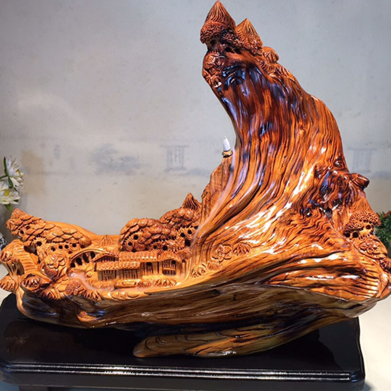Taihang Thuja Sutchuenensis Root Carving Decoration Red Oil Backflow Incense with Shape Wood Carving Wood crafts