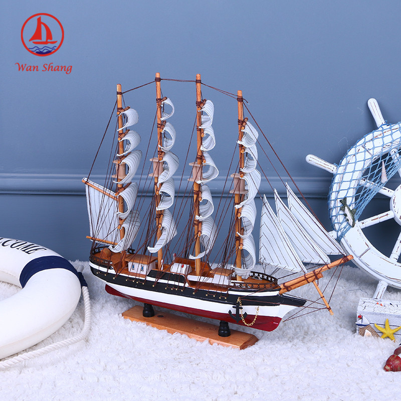 Creative New Sailing Model Decoration Mediterranean Style Solid Wood Crafts Decoration Factory Wholesale
