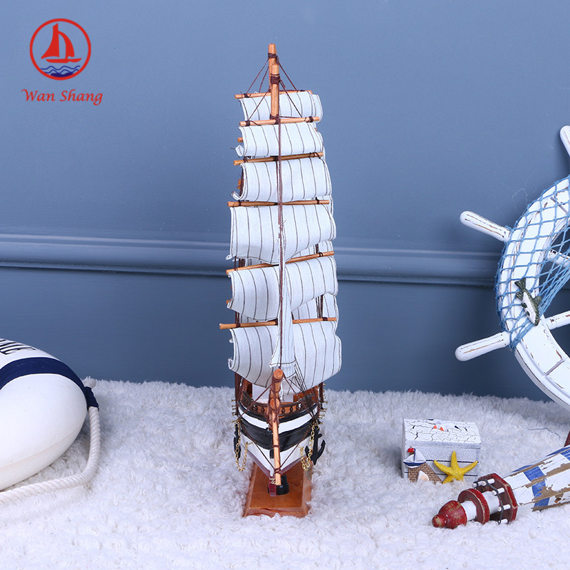 Creative New Sailing Model Decoration Mediterranean Style Solid Wood Crafts Decoration Factory Wholesale