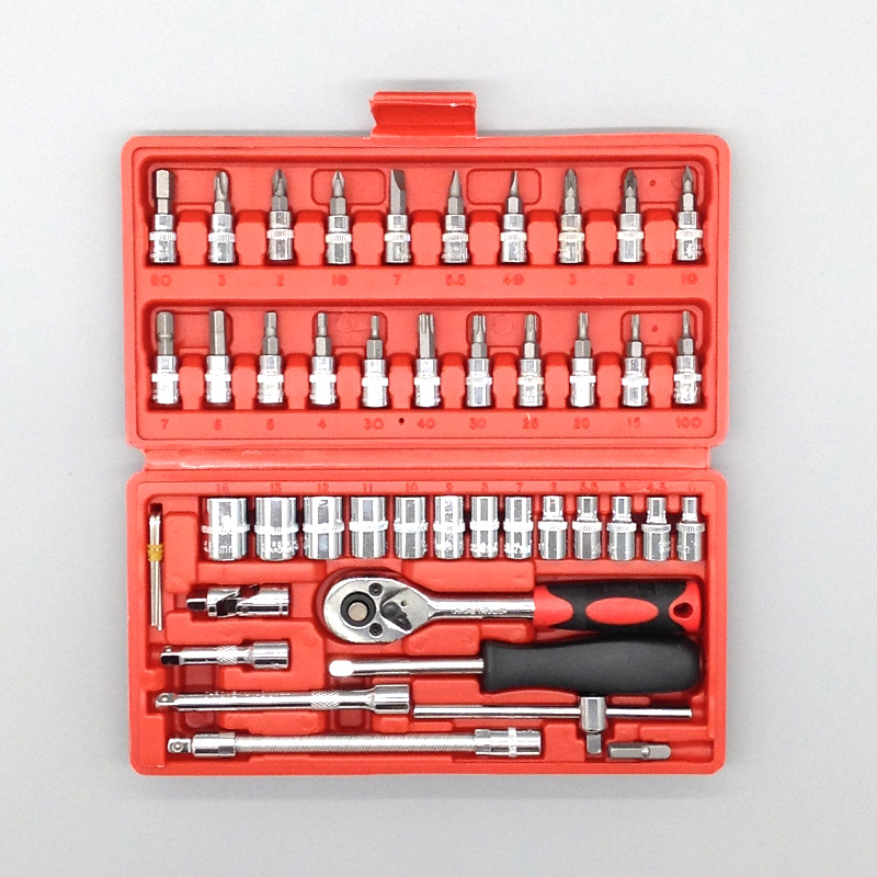 46-Piece Set Auto Repair Tools Household Chrome Vanadium Steel Combination Tool Sleeve Set Hardware Tools