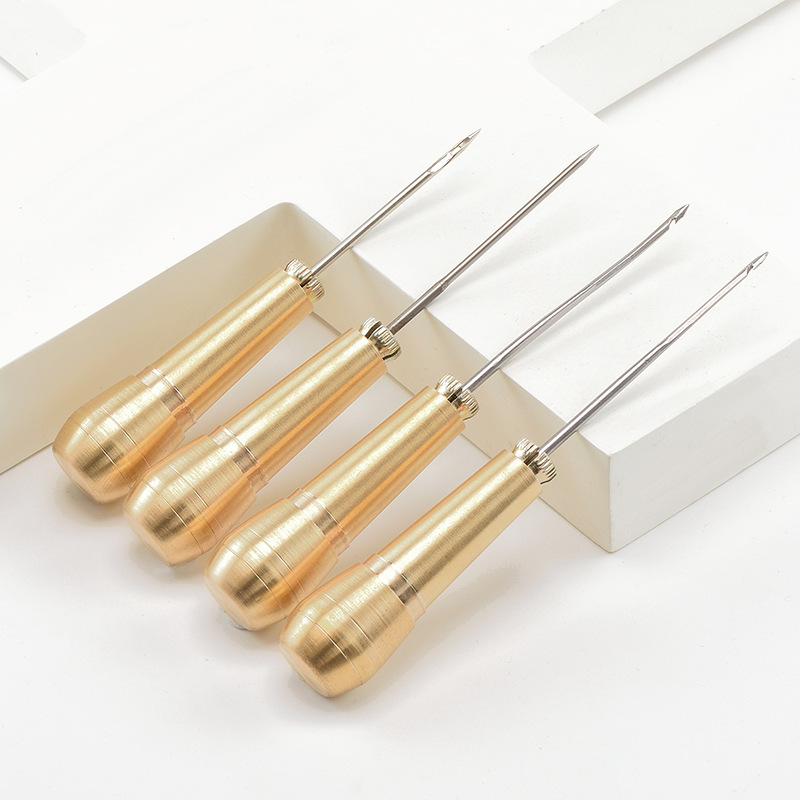 Shoe Repair Crochet Hook Awl Needle Upper Shoes Copper Awl Shoe Fix Leather Tool Cone Sole with Hole Crochet Yunchen Awl