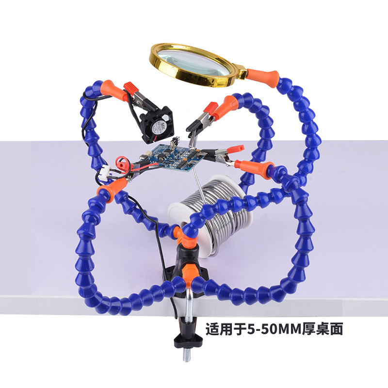 Huajie Multi-Purpose Boom Soldering Station Circuit Board Accessories Welding Auxiliary Repair Tool Clip Table Adjustable With Magnifying Glass