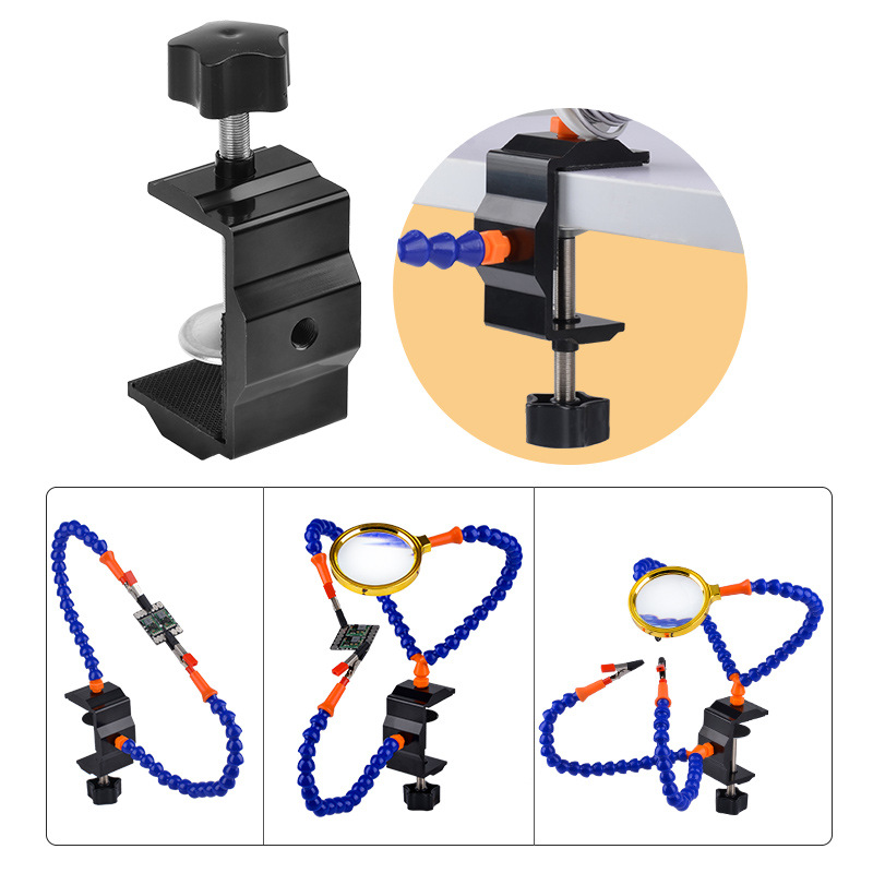 Huajie Multi-Purpose Boom Soldering Station Circuit Board Accessories Welding Auxiliary Repair Tool Clip Table Adjustable With Magnifying Glass