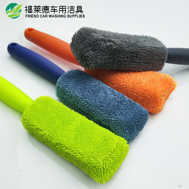 Microfiber Long Handle Tire Brush Sub Car Wash Shop Products Tools Cleaning Braid Cloth Tire Brush Hub Brush Wholesale