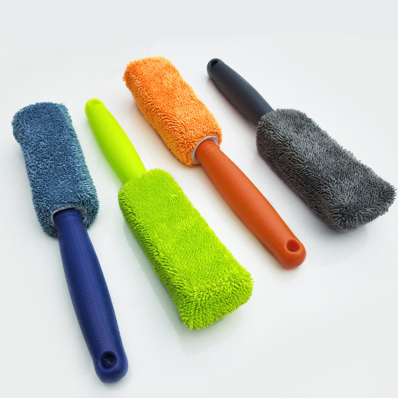 Microfiber Long Handle Tire Brush Sub Car Wash Shop Products Tools Cleaning Braid Cloth Tire Brush Hub Brush Wholesale
