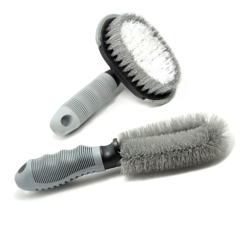 Car Wash Hub Brush Tire Brush Car Cleaning Wheel Special Soft Bristle Steel Ring Brush Combination Set Tool