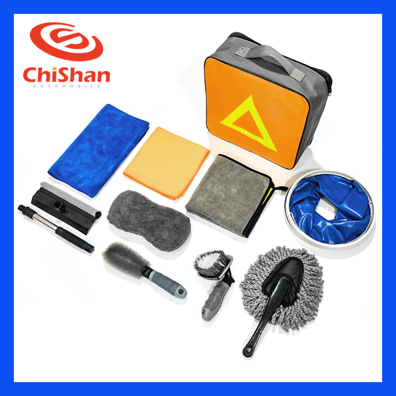 Car Washing Tools Full Set Car Cleaning Towel Sponge Brush Bucket 10 PCs Set Tire Brush Activity Gift