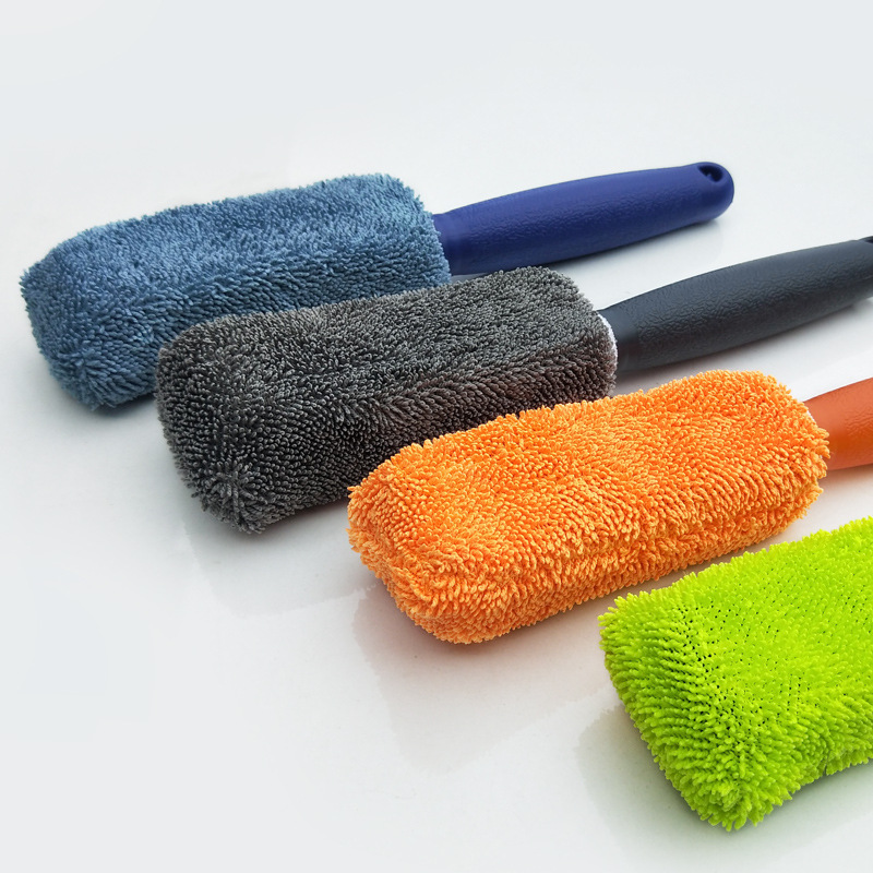 Microfiber Long Handle Tire Brush Sub Car Wash Shop Products Tools Cleaning Braid Cloth Tire Brush Hub Brush Wholesale