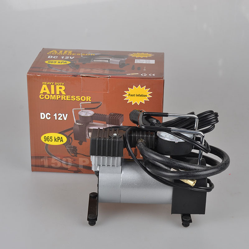 Car Horizontal Bar Air Pump Single Cylinder Car Tire Air Pump 12V Portable Metal Electric Emergency Tool