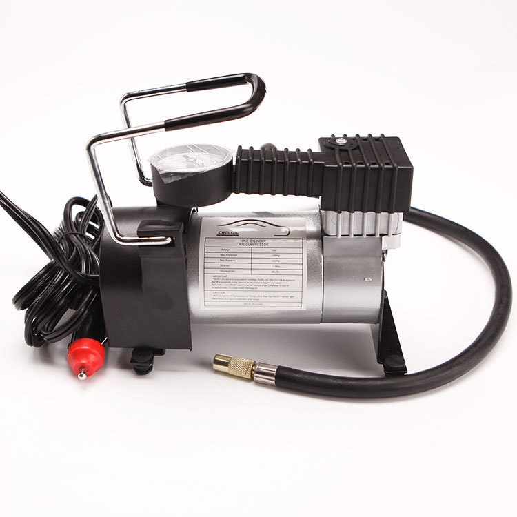 Car Horizontal Bar Air Pump Single Cylinder Car Tire Air Pump 12V Portable Metal Electric Emergency Tool