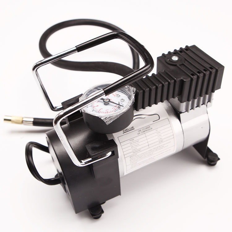 Car Horizontal Bar Air Pump Single Cylinder Car Tire Air Pump 12V Portable Metal Electric Emergency Tool