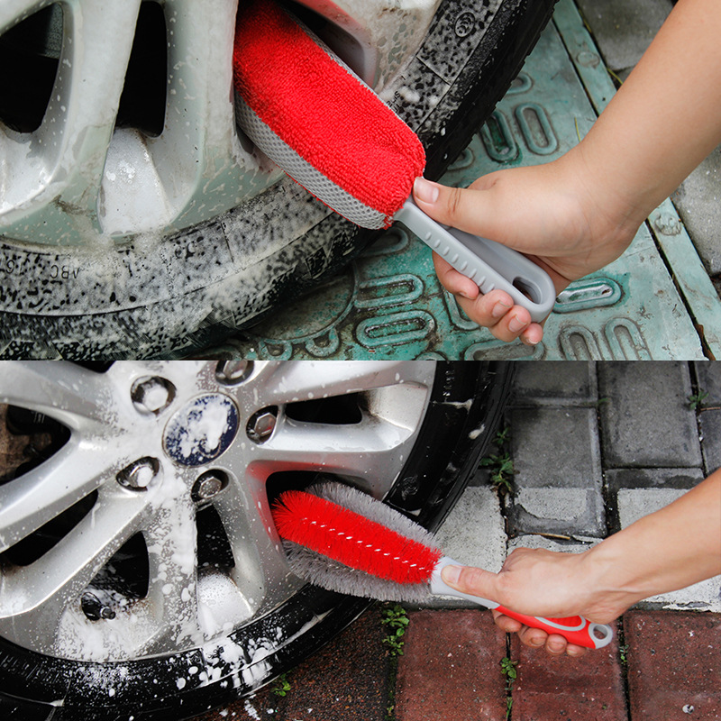 Car Wheel Brush New Multi-Functional Tire Cleaning Sponge Brush Non-Slip Handle Tire Steel Rim Car Washing Tools