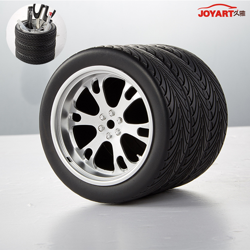 Creative Gift Novelty Office Storage Pen Holder Tire-Shaped Tool Sundries Storage Box Customized Imitation Tire Pen Holder