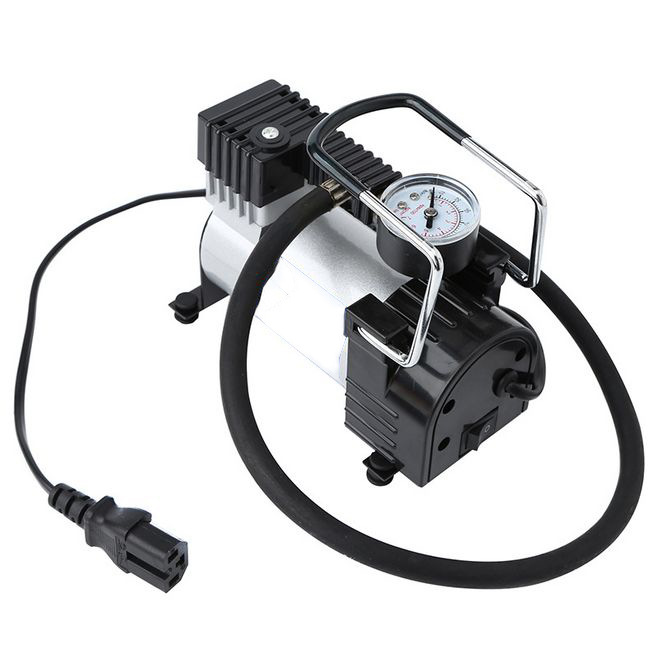 Car Horizontal Bar Air Pump Single Cylinder Car Tire Air Pump 12V Portable Metal Electric Emergency Tool