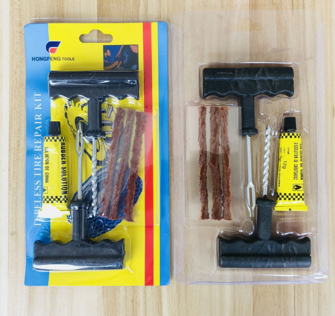 Motorcycle electric car vacuum tire repair kit with large rubber band portable emergency kit