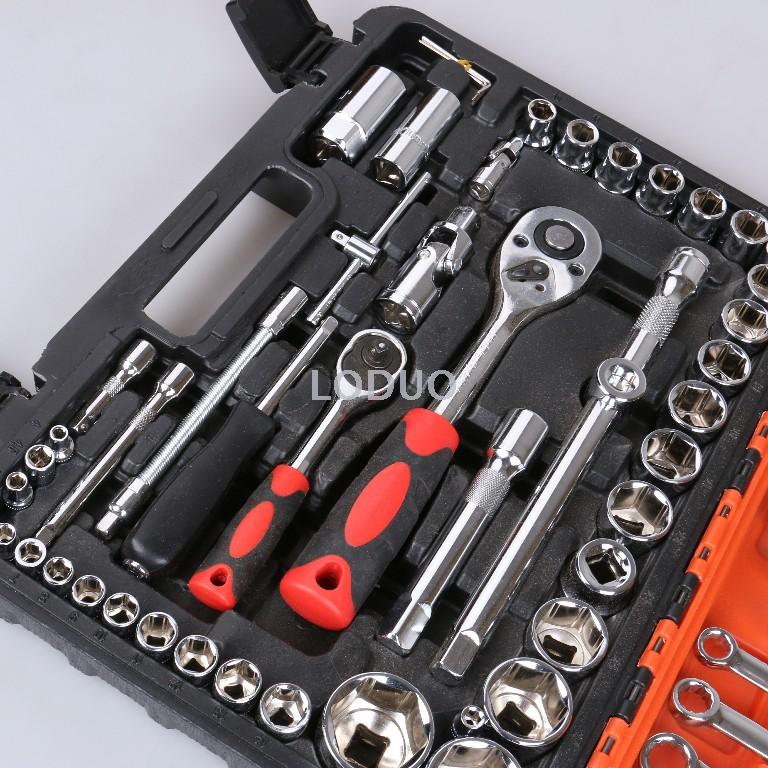 Quick ratchet repair tool set with auto repair socket wrench set multi-function casing cover tire removal