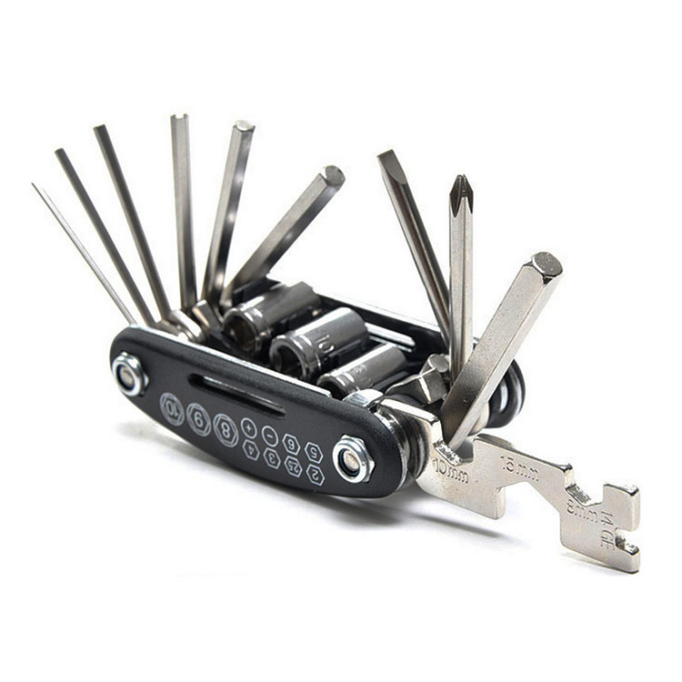 Bicycle Repair Combination Tool 16-in-1 Screwdriver Set Multi-Function Folding Car Tire Repair Wrench Sleeve