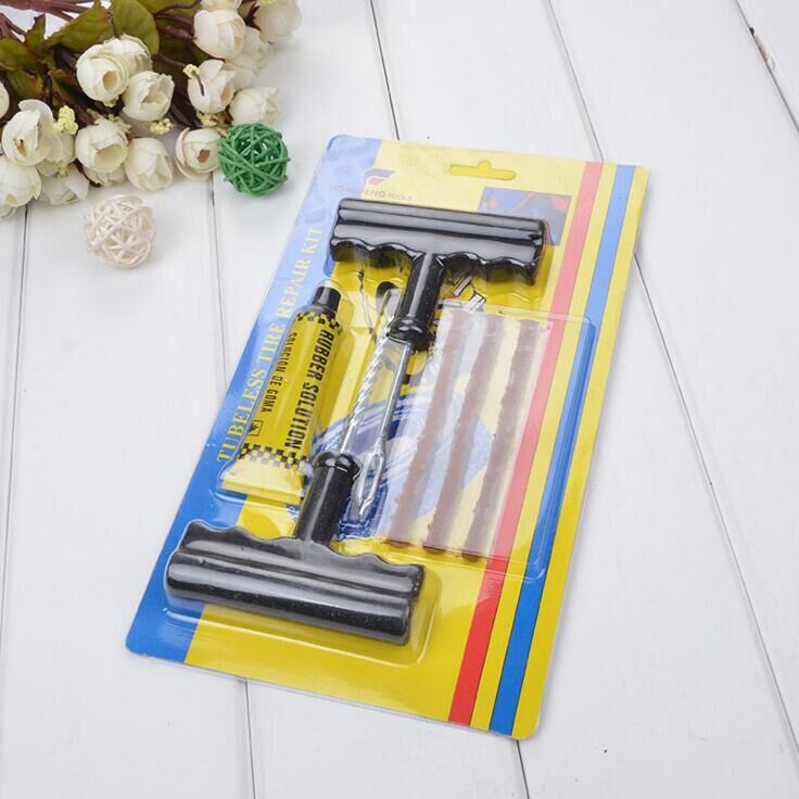 Car Tire Repairing Tools Set Vacuum Tire Motorcycle Fast Tire Repair Strip 6-Piece Repair Tools