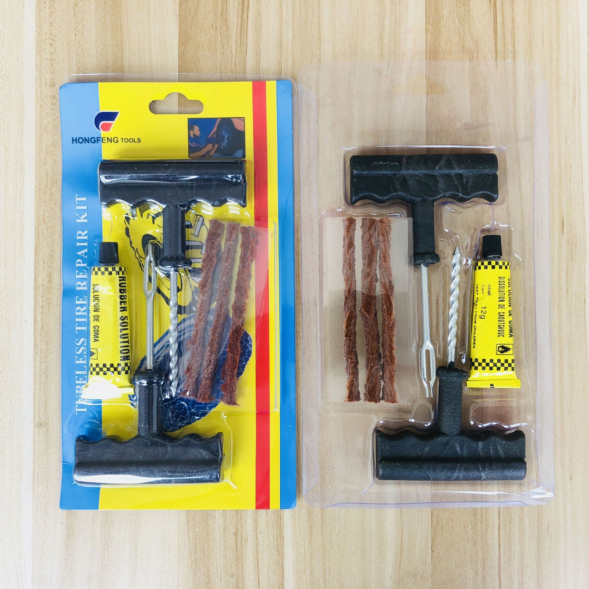 Small size tire repair tool set for automobile, 6 pieces of tire repair tape for motorcycle
