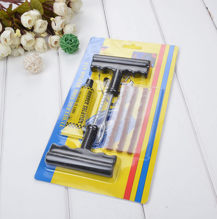 Car Tire Repairing Tools Set Vacuum Tire Motorcycle Fast Tire Repair Strip 6-Piece Repair Tools