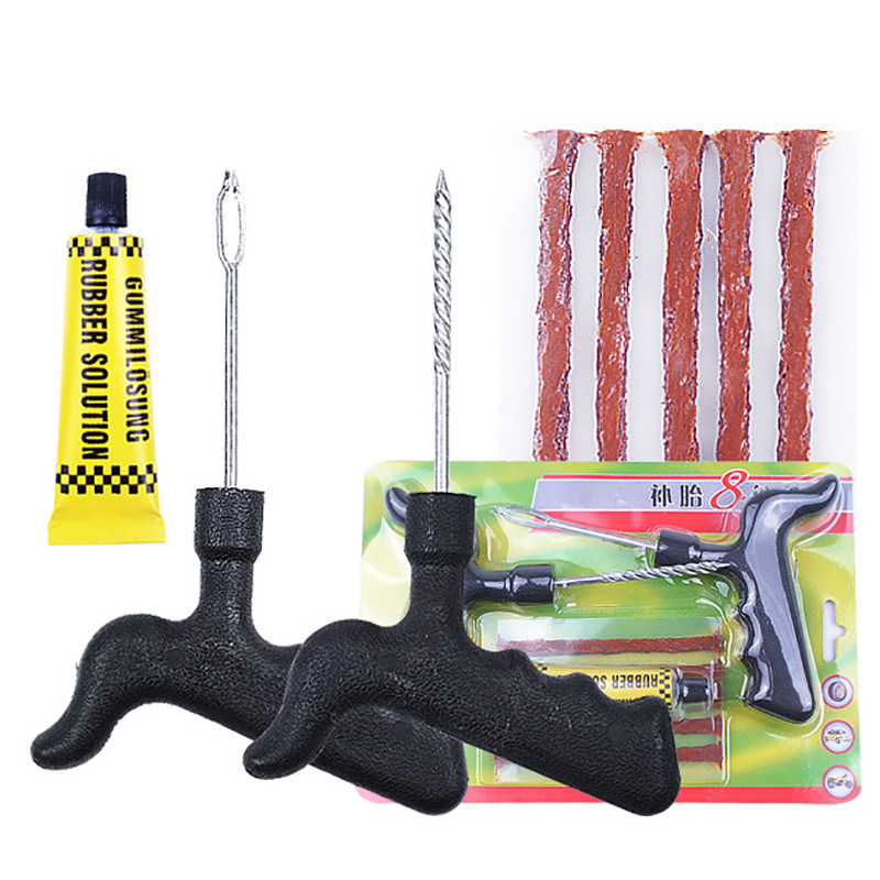 Car Large Tire Repairing Tools Set 8-Piece Set with Glue Tire Repair Emergency Fast Tire Repair Tools Wholesale
