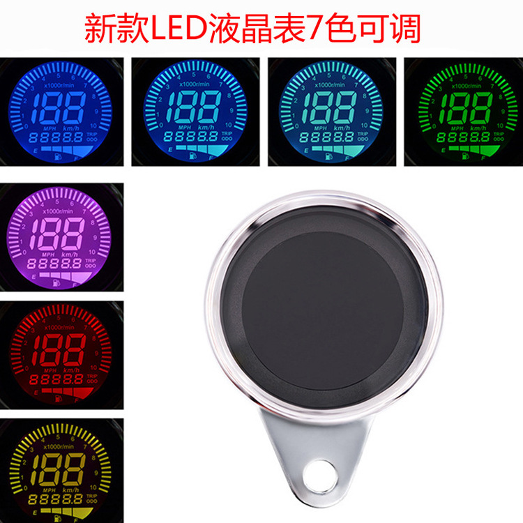 New Motorcycle LCD Meters Motorcycle LCD Small Meter Odometer Retro Modified Tachometer Oil Gauge