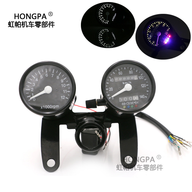 Motorcycle Led Retro Modified Instrument Assembly New Mechanical Tachometer Cg125 Retro Odometer Assembly
