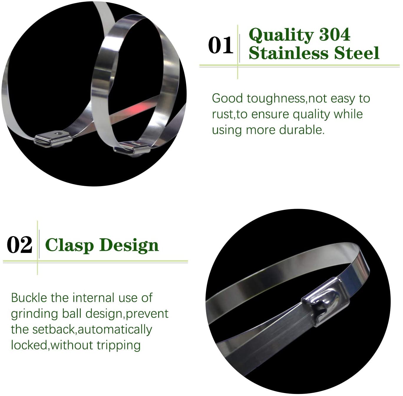 Stainless Steel Ribbon 12-Inch Multi-Functional Heavy-Duty Self-Locking Metal Strip Line Automatic Tighten Belt for Smoke Exhausting Cover