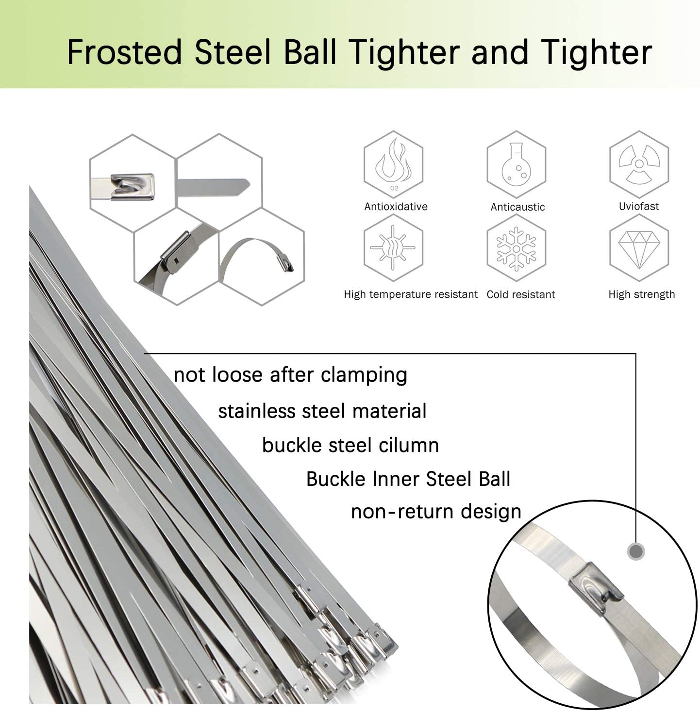 Stainless Steel Ribbon 12-Inch Multi-Functional Heavy-Duty Self-Locking Metal Strip Line Automatic Tighten Belt for Smoke Exhausting Cover