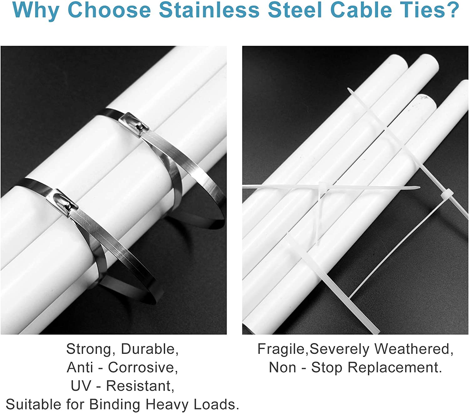 Metal Cable Zipper Tape, 304 Stainless Steel Exhaust Pipe Wrap, Multi-Functional Heavy-Duty Self-Locking Cable Tie