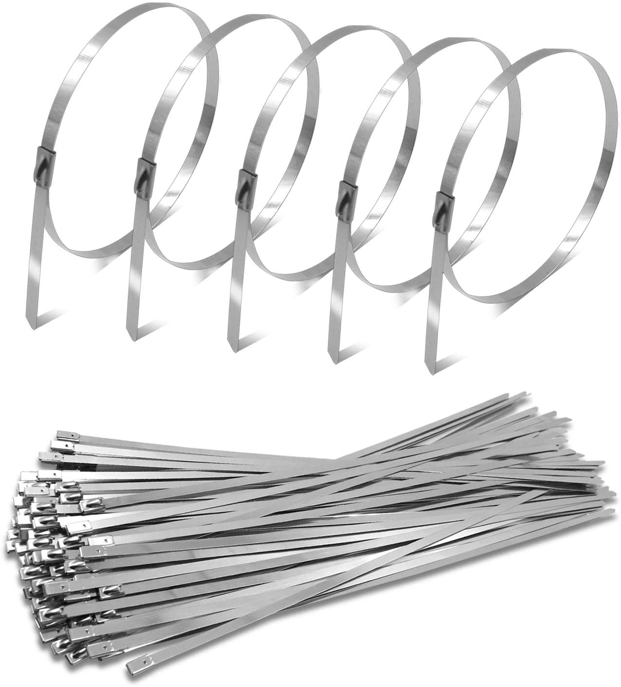 Metal Cable Zipper Tape, 304 Stainless Steel Exhaust Pipe Wrap, Multi-Functional Heavy-Duty Self-Locking Cable Tie