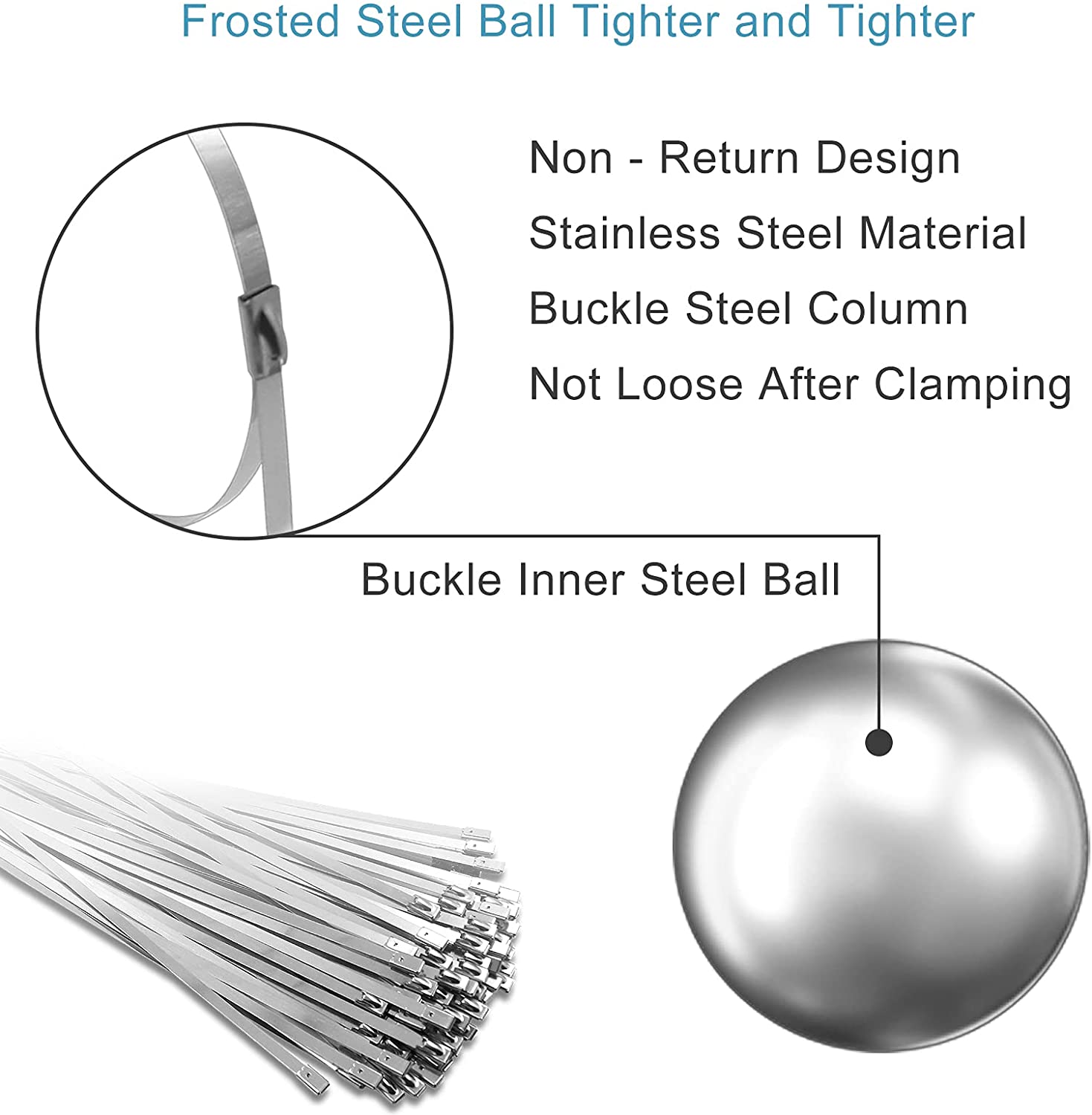 Metal Cable Zipper Tape, 304 Stainless Steel Exhaust Pipe Wrap, Multi-Functional Heavy-Duty Self-Locking Cable Tie