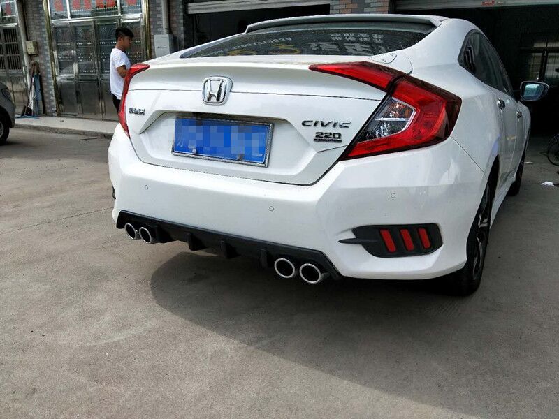 10 10 Th Generation Civic Rear Spoiler Modified Exhaust Pipe Four-Outlet Rear Lip Tail Large Enclosure