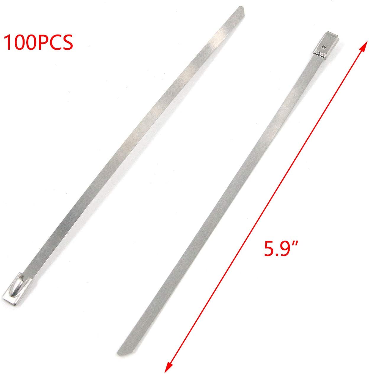Silver Cable Tie, Exhaust Pipe Winding Strip Line, Stainless Steel Self-Locking Cable Tie 15cmx 0.46 a Pack