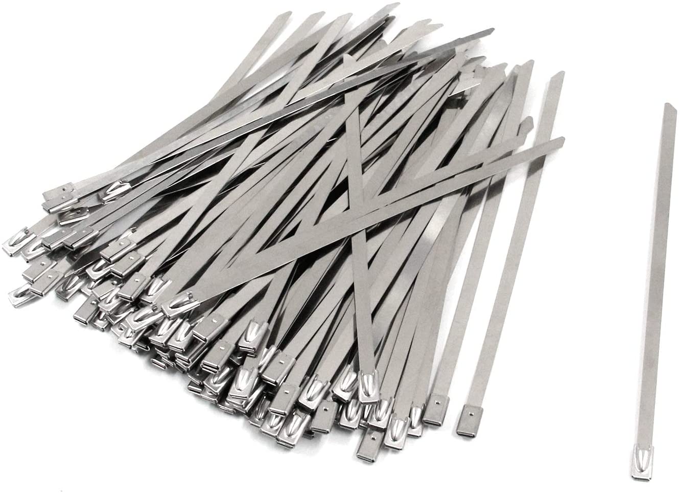 Silver Cable Tie, Exhaust Pipe Winding Strip Line, Stainless Steel Self-Locking Cable Tie 15cmx 0.46 a Pack