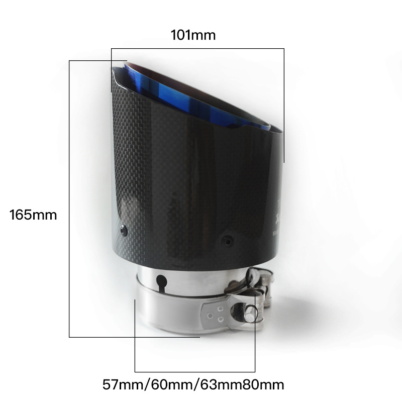 [Baked Blue] 101mm Diameter Carbon Fiber Tail Throat  Car Exhaust Modified General Tail Throat