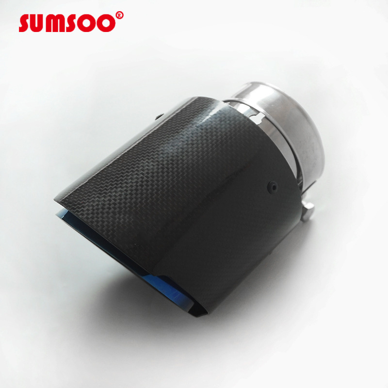 [Baked Blue] 101mm Diameter Carbon Fiber Tail Throat  Car Exhaust Modified General Tail Throat