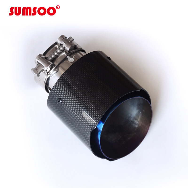 [Baked Blue] 101mm Diameter Carbon Fiber Tail Throat  Car Exhaust Modified General Tail Throat