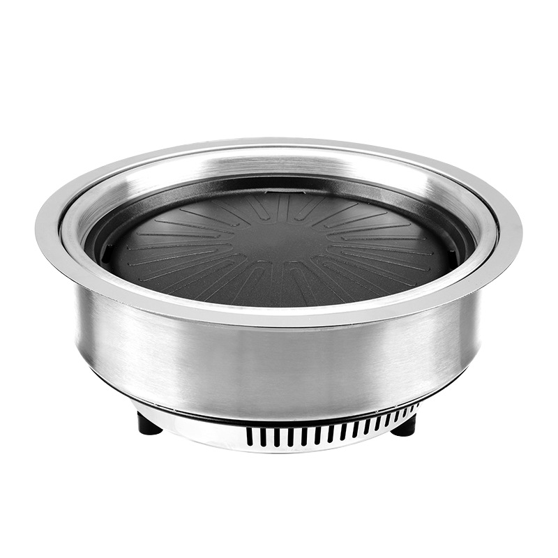 Commercial Electric Barbecue Grill Smoke Exhaust Infrared Korean round Large Baking Tray Self-Service Barbecue Embedded Barbecue Oven