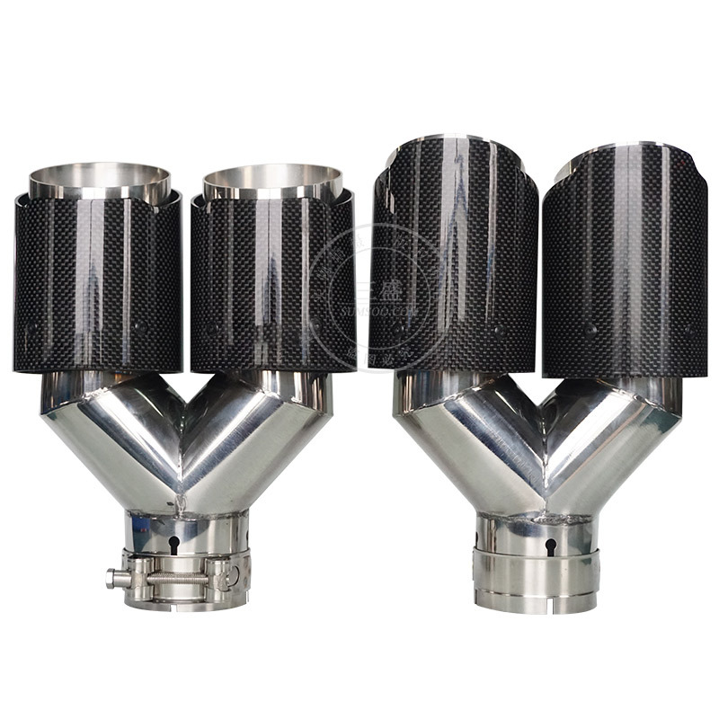  One Divided into Two Y-Type Double Outlet Car Exhaust Pipe Tail Throat Scorpio Carbon Fiber Exhaust Pipe Universal Tail Throat
