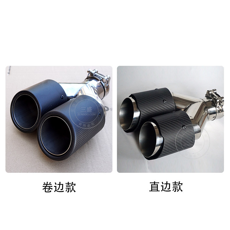  One Divided into Two Y-Type Double Outlet Car Exhaust Pipe Tail Throat Scorpio Carbon Fiber Exhaust Pipe Universal Tail Throat