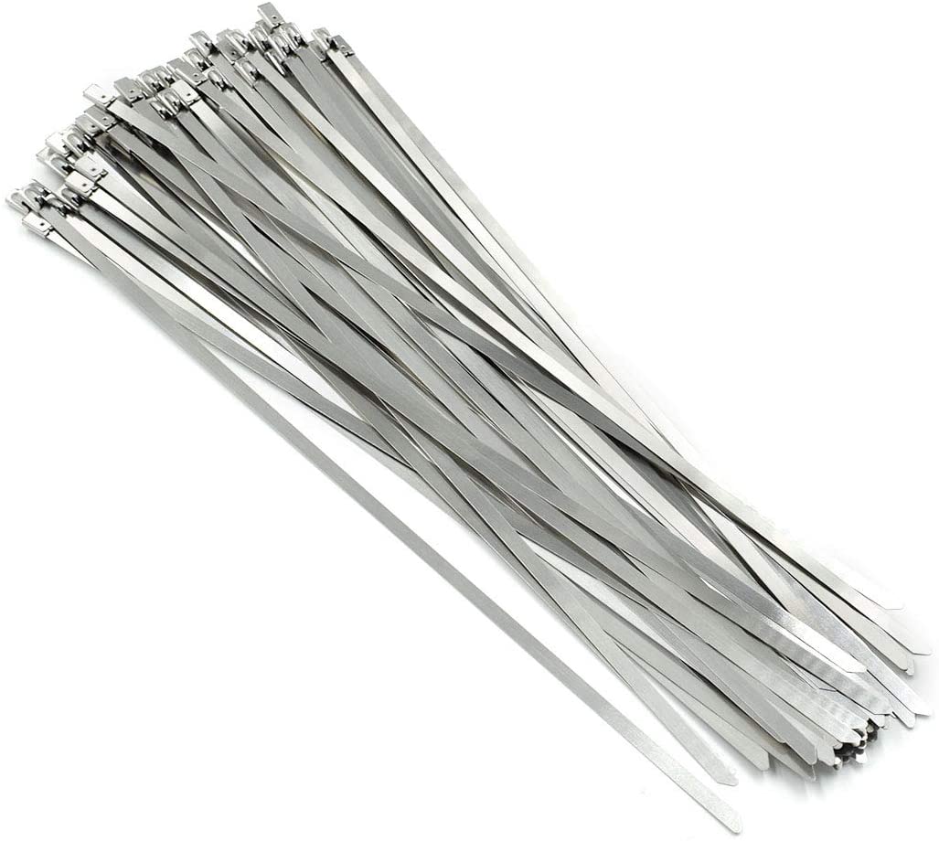 100 Pieces cm Stainless Steel Zip Ties Exhaust Winding Multi-Function Locking Cable Ties