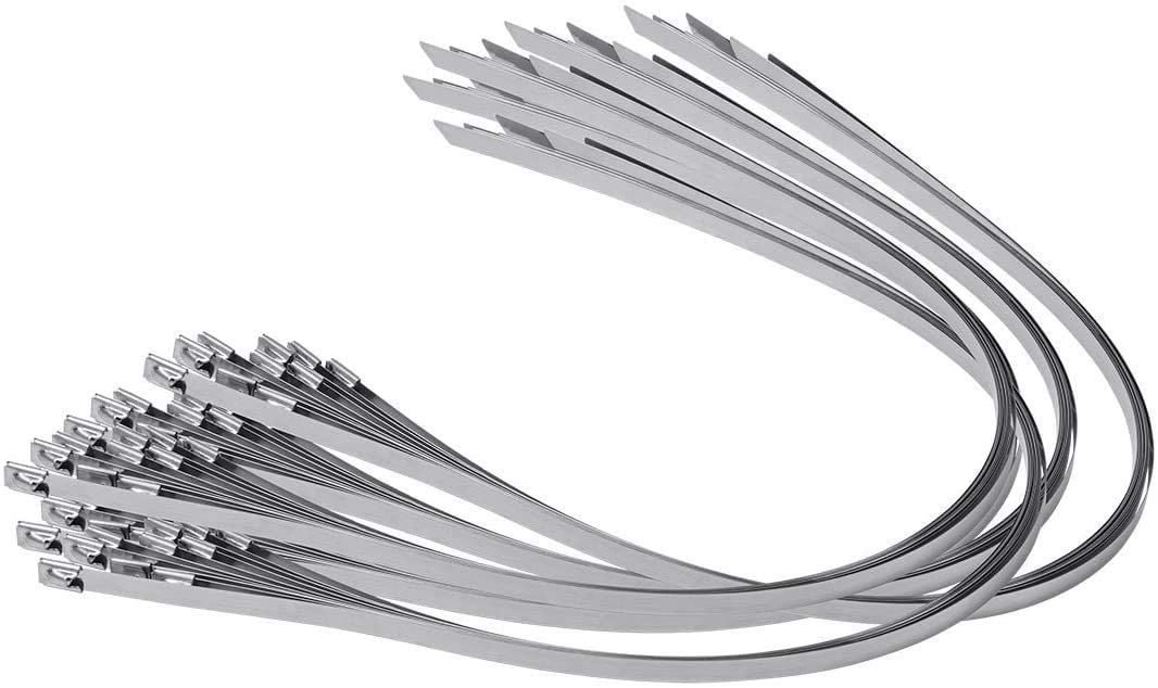 100 Pieces cm Stainless Steel Zip Ties Exhaust Winding Multi-Function Locking Cable Ties
