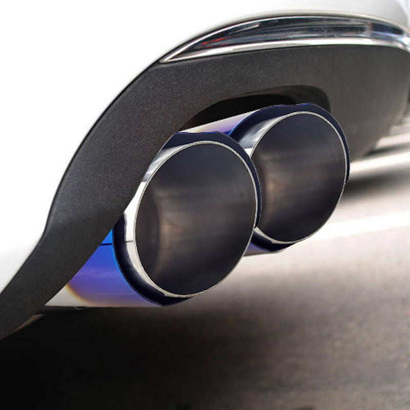 Stainless Steel Exhaust Pipe Tail Throat Singleout StraightEdge Baked Blue Car Modified General Exhaust Tail Nozzle