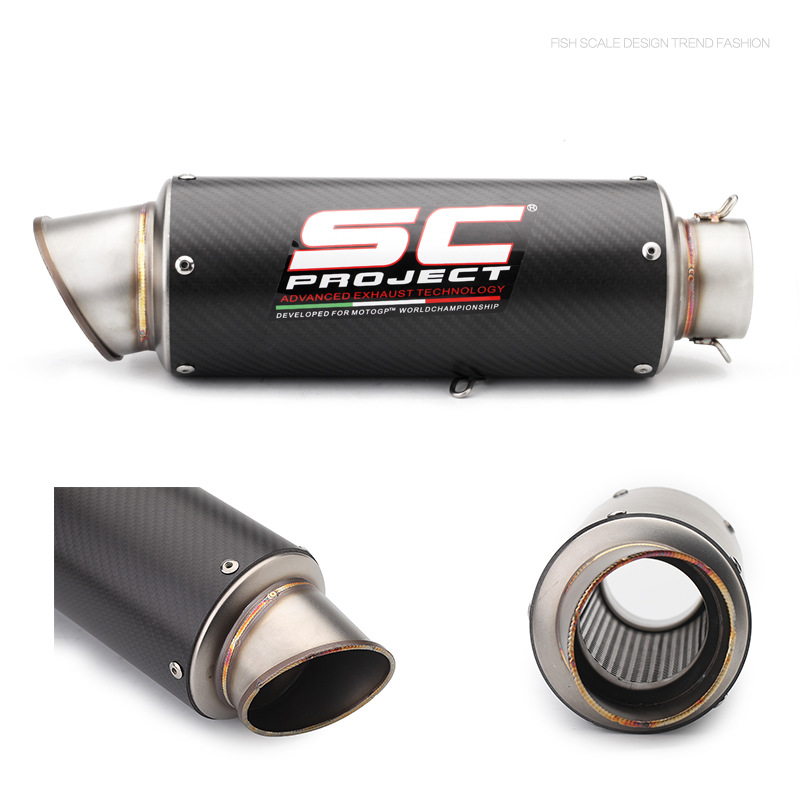 SC Modified Carbon Fiber Fried Street Exhaust Pipe Motorcycle Xiaorenzhe 350250 Yamaha Yamaha Small Medium Large R