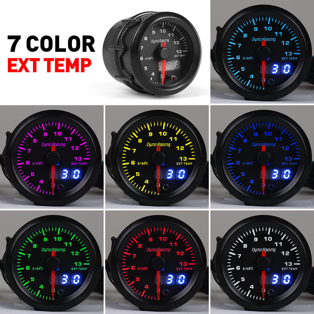Modified General Exhaust Thermometer Pointer Digital Display LED LCD Double Display Colorful Exhaust Thermometer 52mm