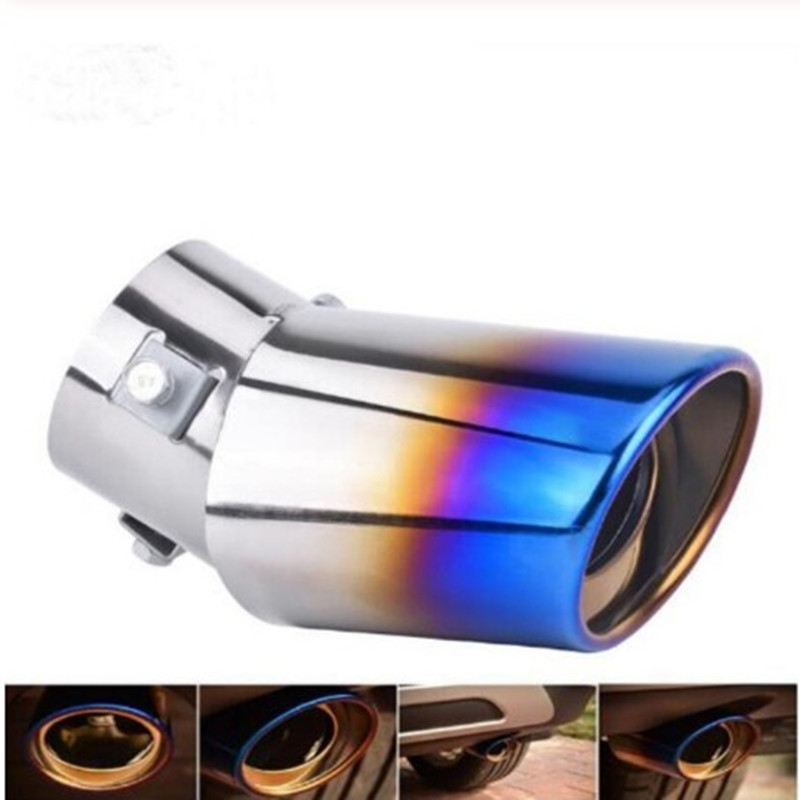 Tail Throat Exhaust Pipe Baked Blue Stainless Steel Universal Car Decoration Modification Sound Eliminator Accessories
